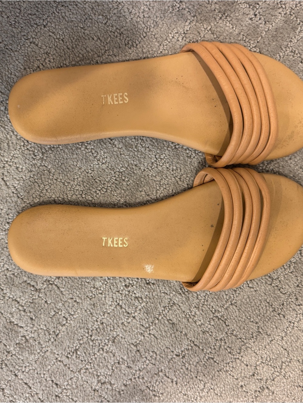 TKEES Women's Tan Multi-Strap Slide Sandals